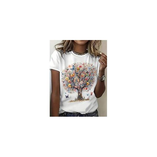 Camiseta Estampada Com Árvore De Borboletas Em 3d, Romântico