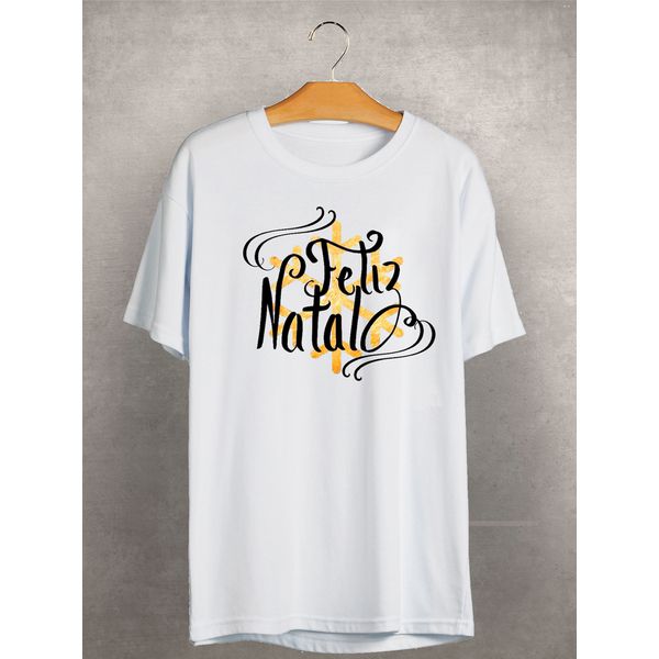 Camiseta Estampada Frente Feliz Natal Dourado