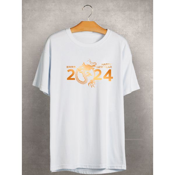 Camiseta Estampada Frente Ano Novo Dragão 2024