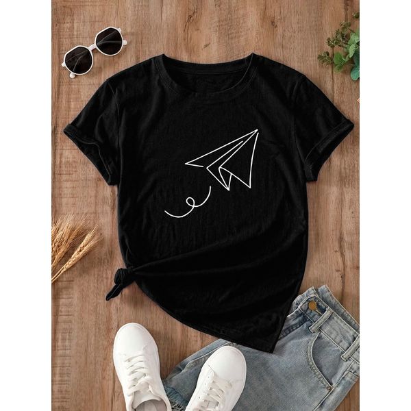 Camiseta Estampada Frente Avião de Papel