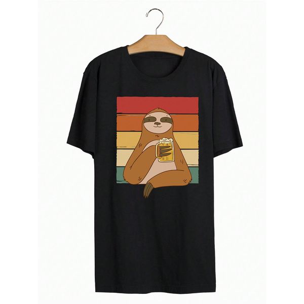 Camiseta Estampada Frente Bicho Preguiça Cervejinha
