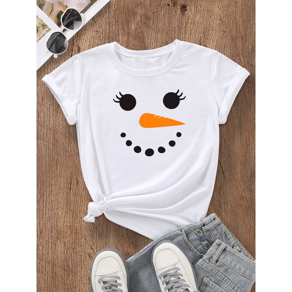Camiseta Estampada Frente Boneco de Neve