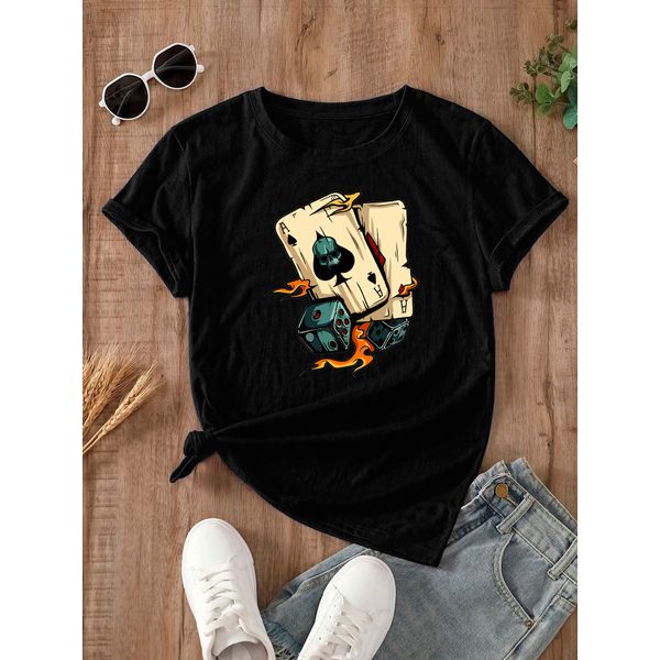 Camiseta Estampada Frente Carta Baralho Old School