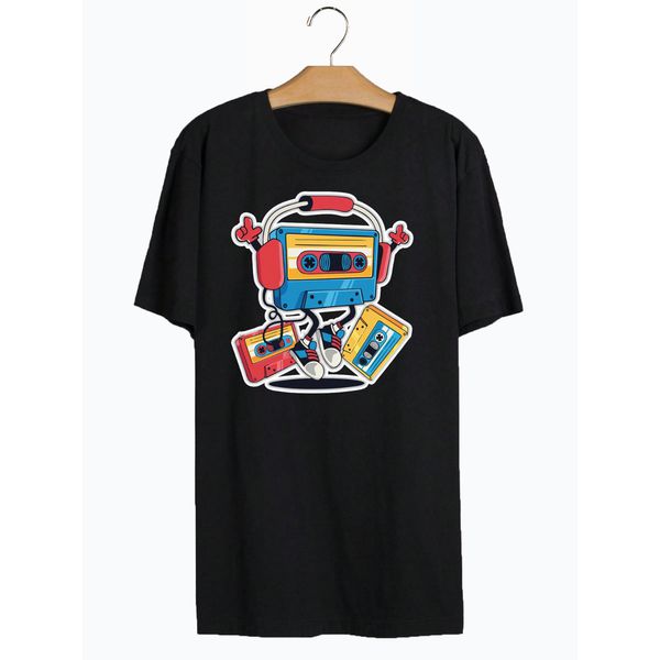 Camiseta Estampada Frente Fita Cassete Musica Vintage Old School