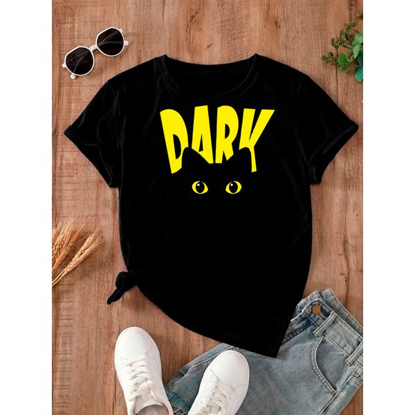 Camiseta Estampada Frente Dark Cat Gato Preto