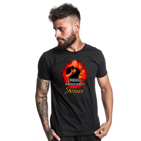 Camiseta Estampada Frente Treino Abençoado por Jesus