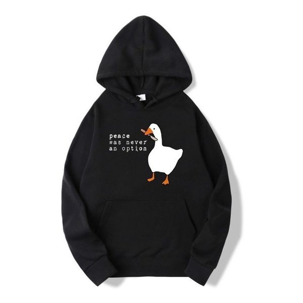 Moletom Preto Estampa Frente Pato Paz Nunca Foi Uma Opção