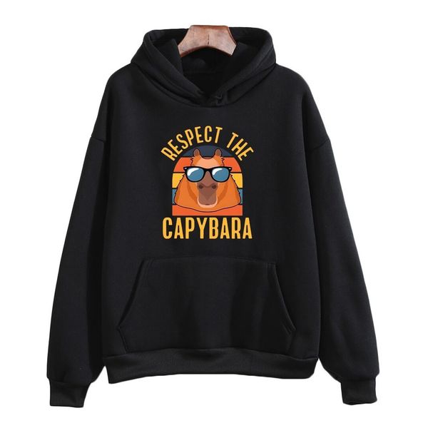 Moletom Preto Estampa Frente Respect The Capybara