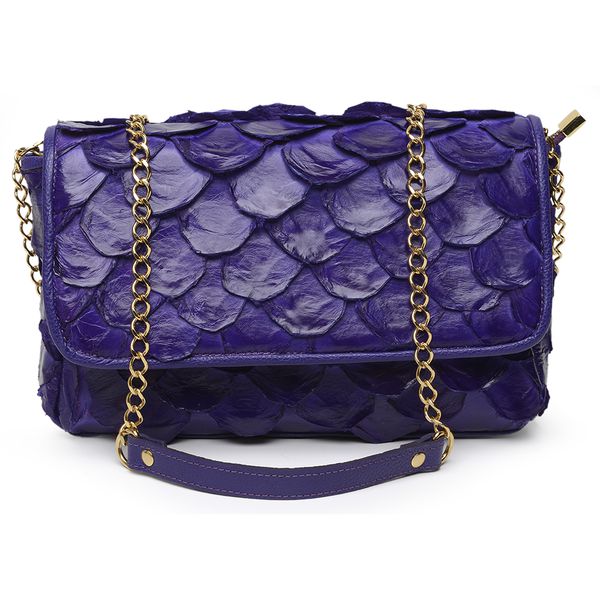 Bolsa em Couro de Pirarucu (Arapaima Gigas) Uva Escama Natural