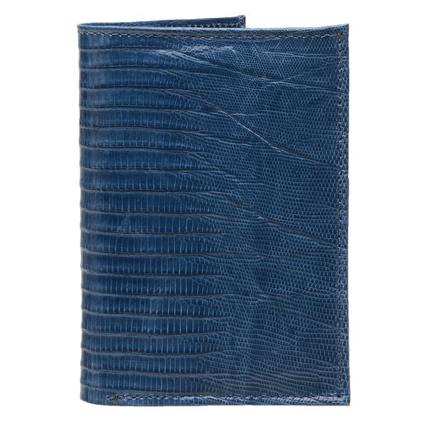 Carteira Masculina em Couro de Lagarto Teiú (Tupinambis rufescens) Azul Marinho