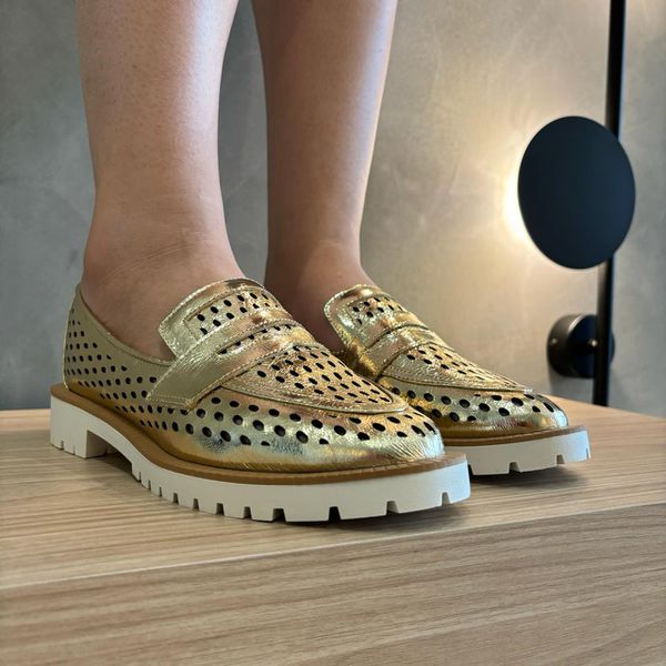 LOAFER LEASER OURO CLARO VIRA NATURAL