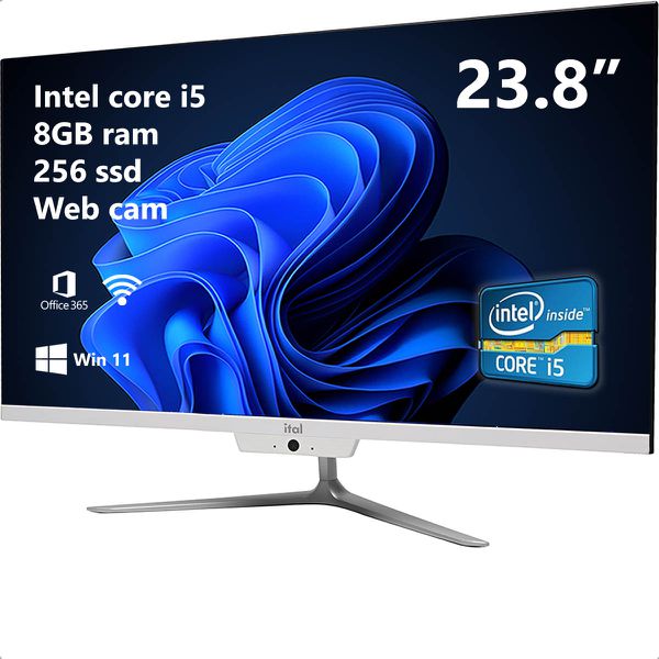 Computador All In One i5 23.8” Ssd 256GB 8G Ram Bluetooth e Wifi Branco ITAL K2-24