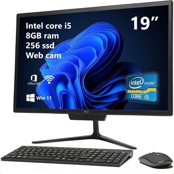 Computador All In One i5 19” Ssd 256GB 8G Ram Bluetooth e Wifi Preto ITAL K2