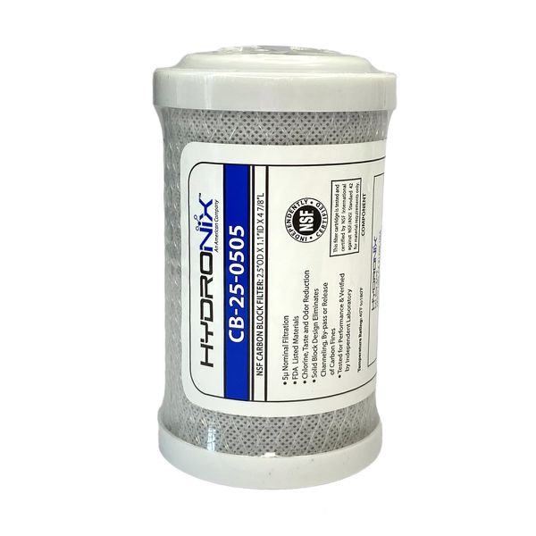 Refil de filtro de carvão ativado Carbon Block Hydronix 5 polegadas – 5 micras