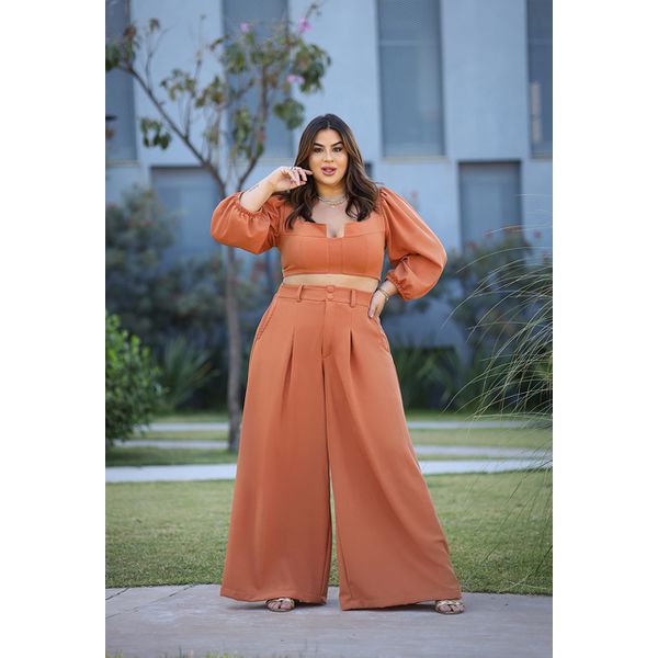 Calça pantalona discount cor terra