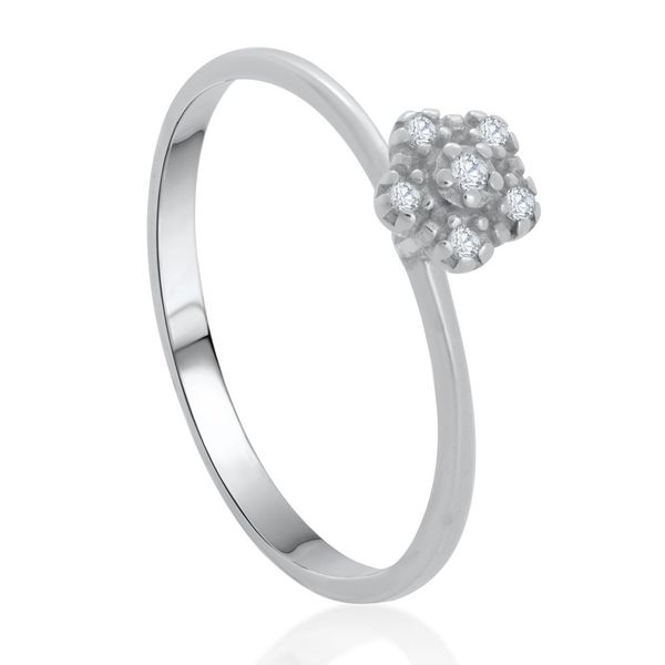 Anel Flor com Zircônias em Prata 925