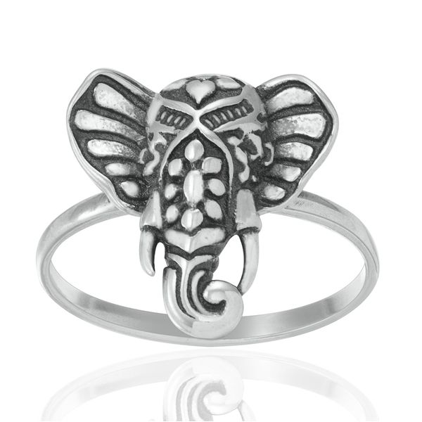Anel Elefante Indiano Aro Fino em Prata 925