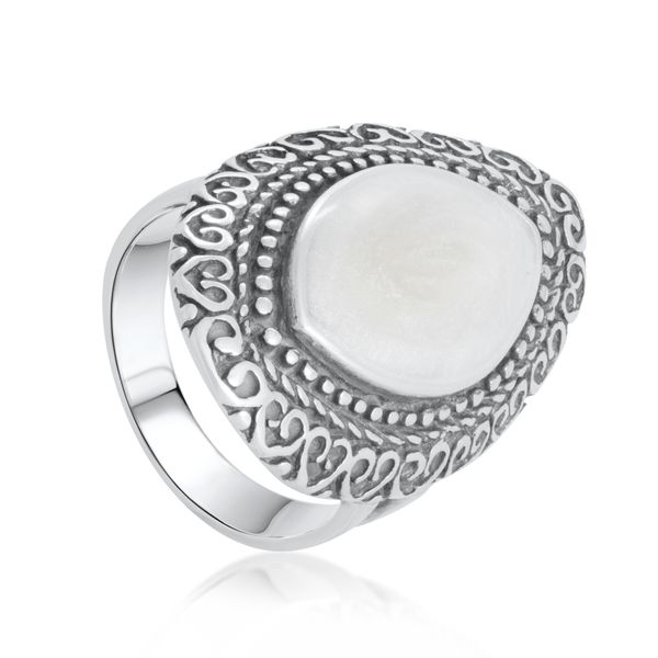Anel Indiano com Resina Branco em Prata 925
