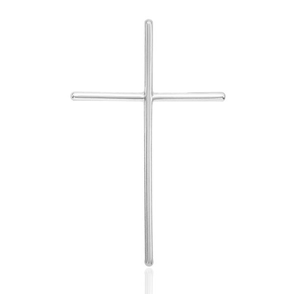 Pingente Crucifixo Fino Fio Liso em Prata 925