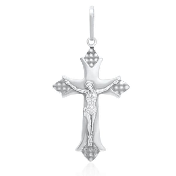 Pingente Masculino Crucifixo com Cristo Lenho Pontas Foscas em Prata 925