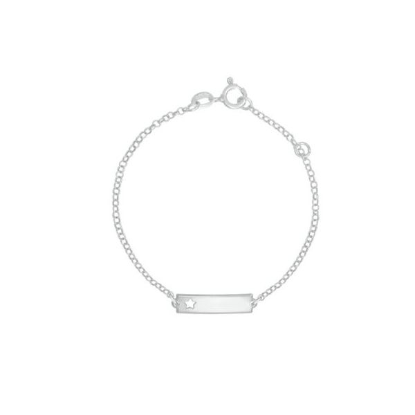 Pulseira Infantil Plaquinha com Estrela Vazada Nome Personalizado Elo Português em Prata 925