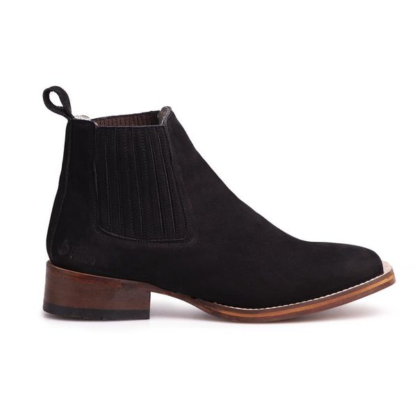 Botina Masculina Estilo Americana Cano Curto Couro Preto Tatu