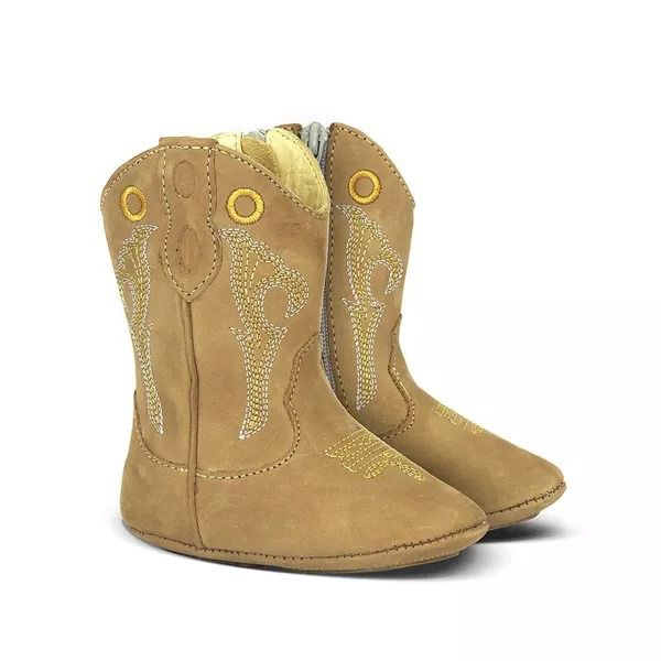 Bota Texana Baby Couro Suede Areia – Tatu Virado