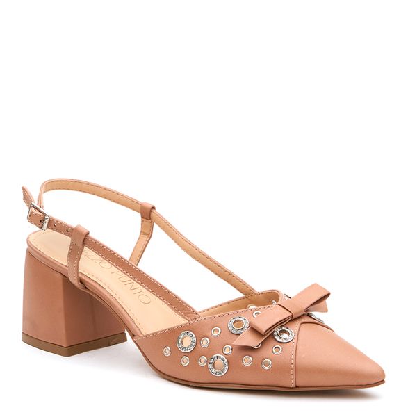 SCARPIN SLINGBACK COM SALTO BLOCO EM COURO TORINO CARAMELO