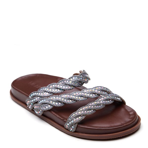 PAPETE STRASS EM COURO MARROM
