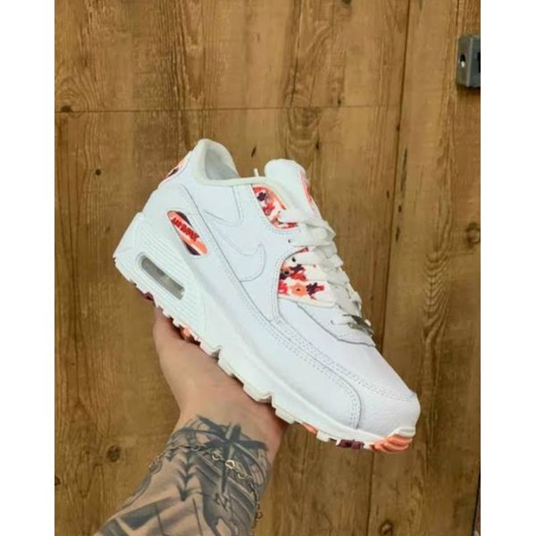 Tenis nike air max shop 90 branco floral feminino original