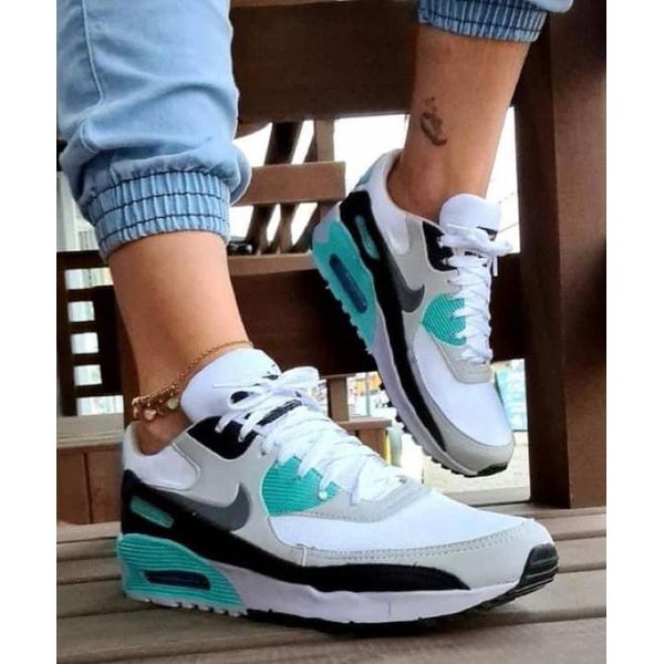 TENIS NK AIR MAX 90 CINZA/VERDE AGUA 