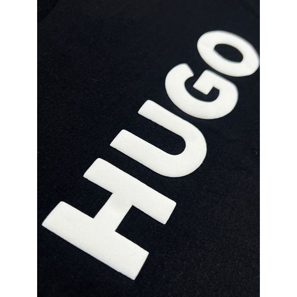 Camiseta Hugo Boss Malha Coton Sofit Preta Com Escrito Branco
