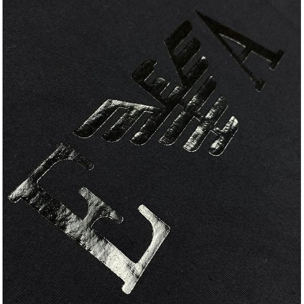 Camiseta Empório Armani Malha Sofit Pima Preto Aplicação Silk Preto
