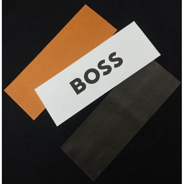 Camiseta Hugo Boss Malha Tanguis Pima Preta Com Desenhos Retângulos