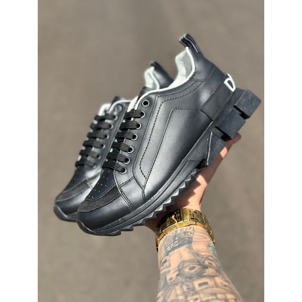 TENIS DOLCE GABBANA KING COURO PRETO