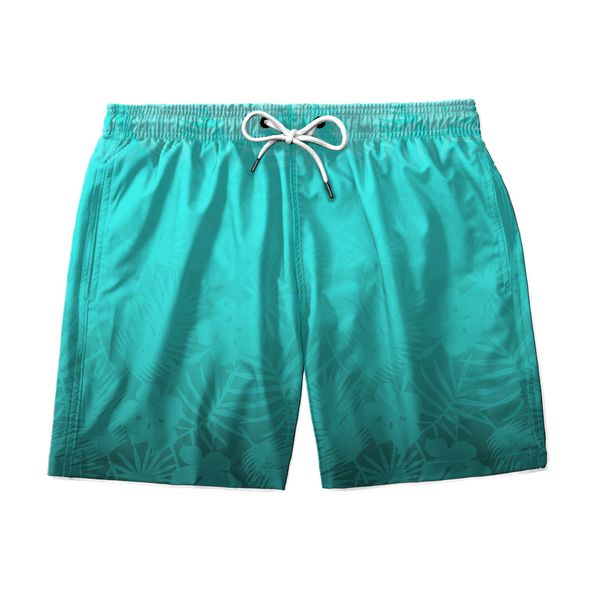 SHORT PRAIA FOLHAGENS AZUL TURQUESA 