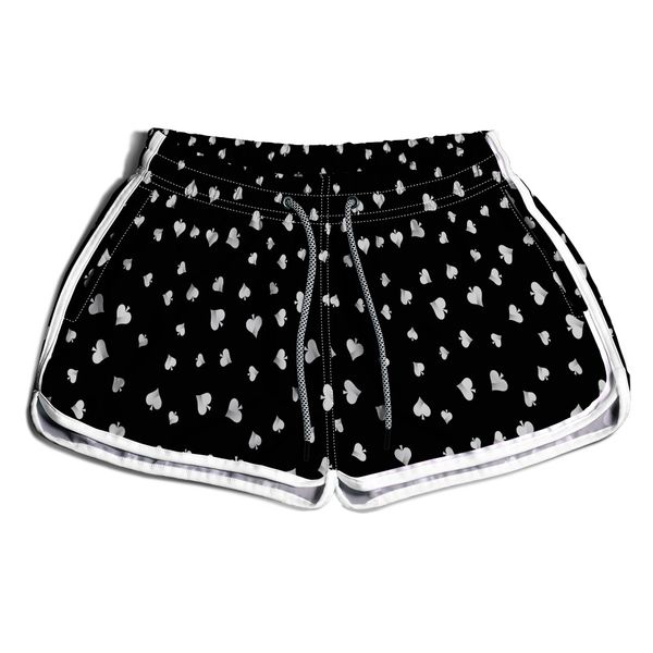 SHORT PRAIA FEMININO POKER NAIPES ESPADAS BLACK