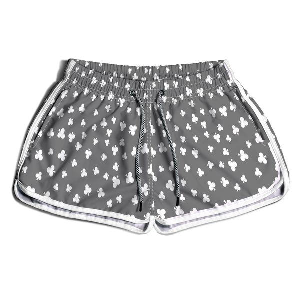 SHORT PRAIA FEMININO POKER NAIPE PAUS CINZA