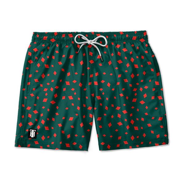 SHORT PRAIA POKER NAIPE OURO VERDE