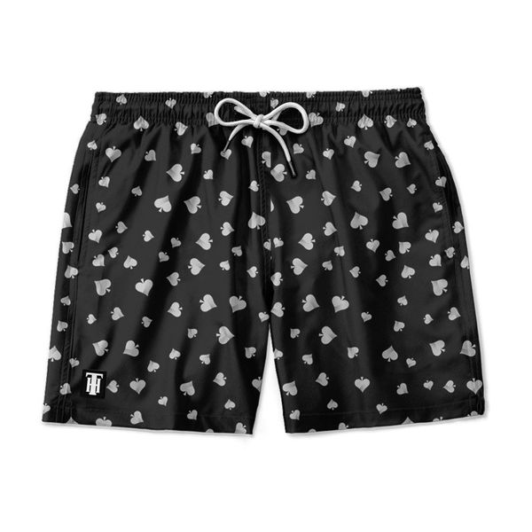 SHORT PRAIA POKER NAIPES ESPADAS BLACK