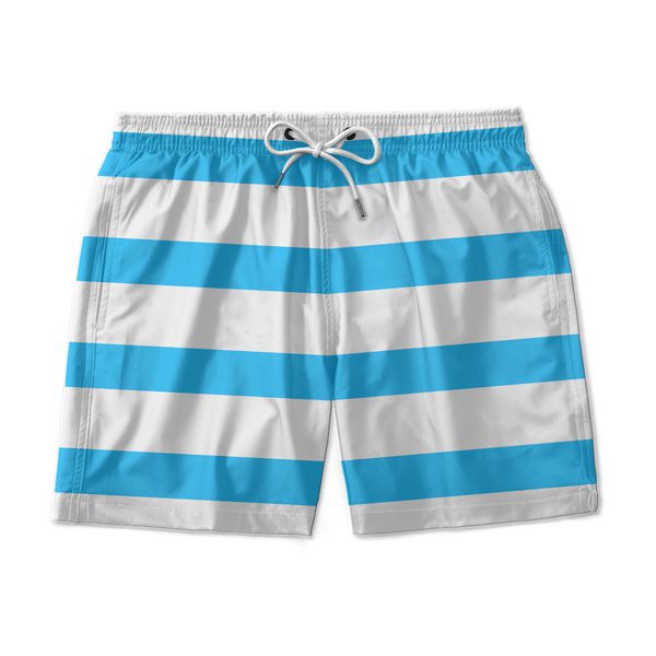 SHORT PRAIA LISTRA BRANCA E AZUL