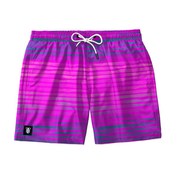 SHORT PRAIA ROSA NEON LISTRAS