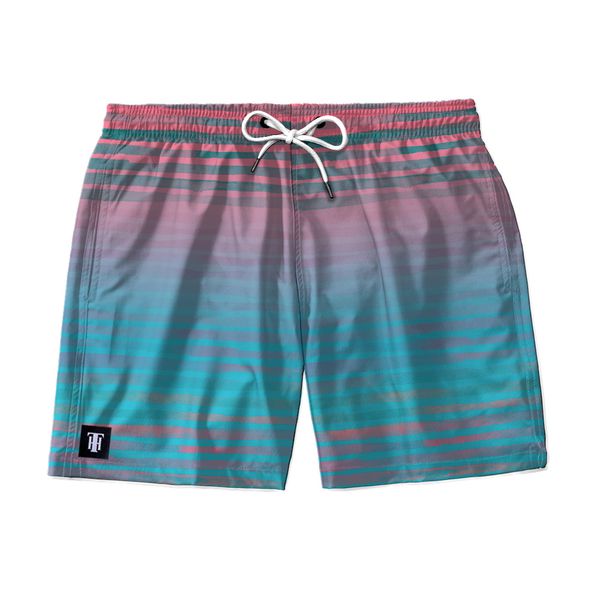 SHORT PRAIA LISTRA AZUL/ROSA DEGRADE