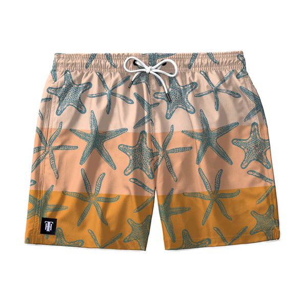 SHORT PRAIA ESTRELAS LARANJA