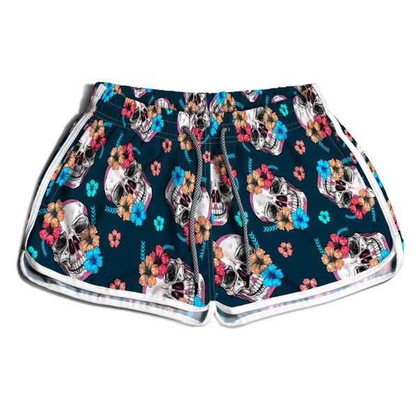 SHORT PRAIA FEMININO CAVEIRAS FLOR