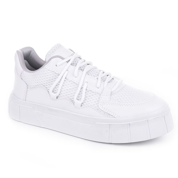 Tênis Casual Feminino Todo Branco Nylon 