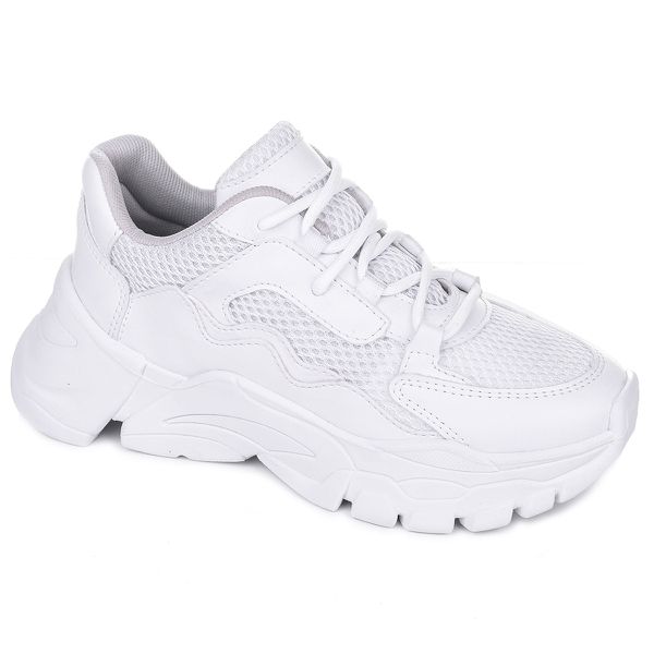 Tênis Feminino Casual Recortes Branco 