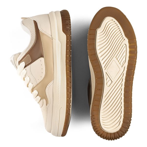 Tênis Casual Street Classic Champanhe e Caramelo | Tênis Logus