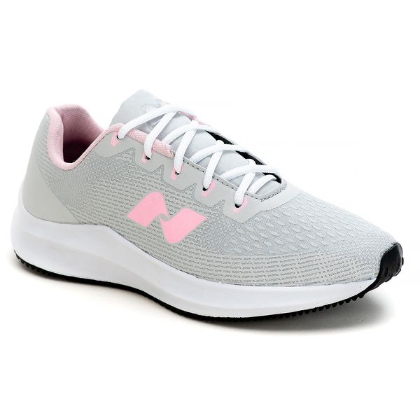 Tênis Feminino NET ZOOM na Cor Cinza e Detalhe em Rosa