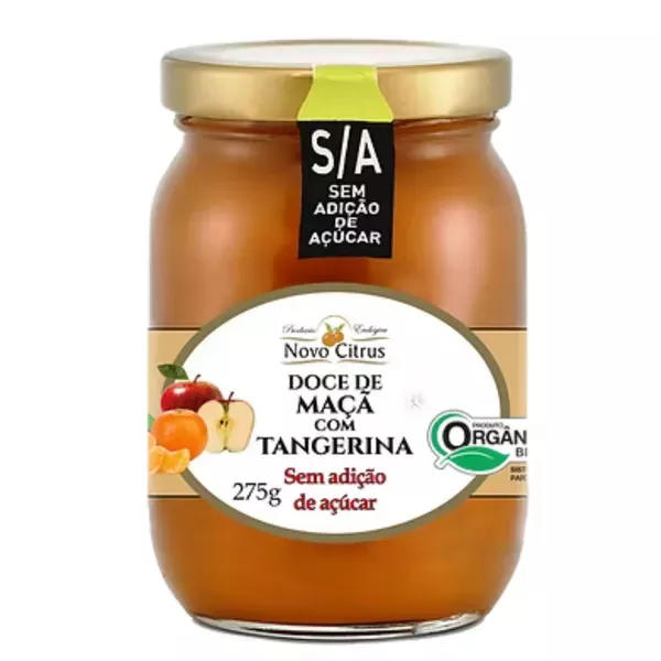 DOCE ORGÂNICO MAÇÃ C/ TANGERINA S/ AÇÚCAR - NOVOCITRUS - 275G.
